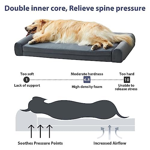 Wnpethome Waterproof Dog Couch For Medium Dogs, Large Orthopedic Dog Sofa Bed With Foldable Foam Pet Mat, Removable Washable Dog Couch Bed Cover & Anti-Slip Bottom, Medium Dog Bed With Sides Pillows #TOP3