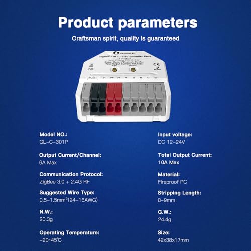GLEDOPTO ZigBee3.0 Pro+ Ultra Mini 5 in 1 LED Strip Controller RGBCCT RGBW WWCW APP Voice Control ZigBee2mqtt Conbee SmartThings