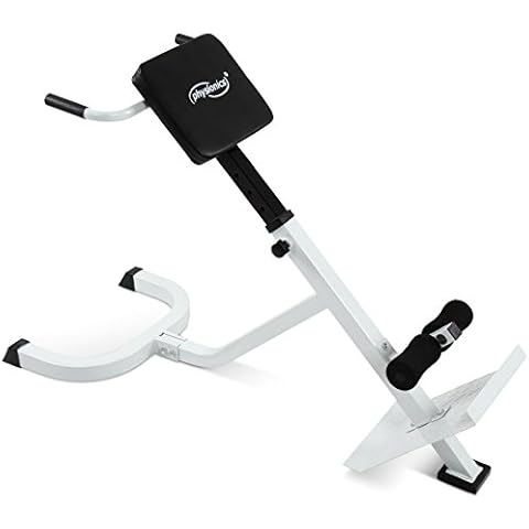 Physionics® Back Extension Bench with Padded Leg Fixation - 6 Sit Up Levels (Height-Adjustable), 45°, Max. 120 kg - Ergonomic Roman Chair, Hyperextension Training Cover
