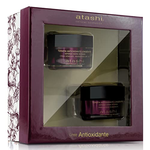 atashi, Cofre de Belleza Ritual Antioxidante Regenerante, Crema Hidratante SPF 15 + Crema Antiedad Regenerante, Repara …