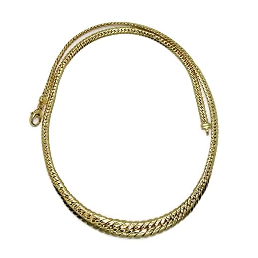 Nas Never Say Never Elegante collana da donna in oro giallo 18k con maglie a spina di pesce in declino. Un gioiello classico e lussuoso. Peso: 12,15 g di oro 18 k., Grande, Oro, Nessuna pietra preziosa