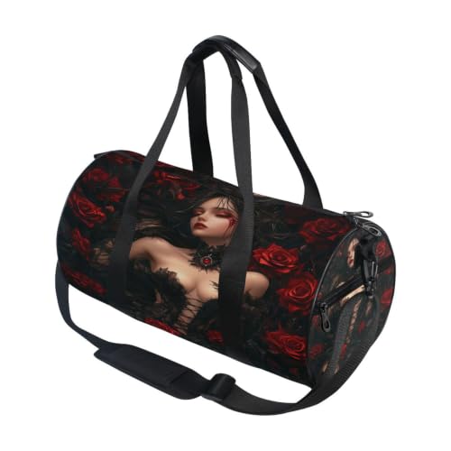 Bolsa de deporte redonda de estilo gótico oscuro y anime para gimnasio o viaje