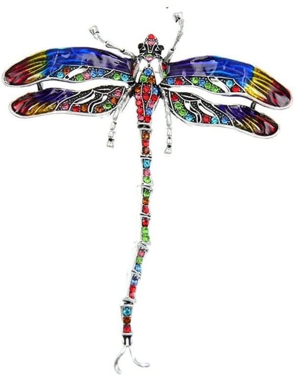 Brosche Bunte Emaille Libelle Broschen für Frauen Mantel Pin 2Colors Insekt Schmuck Strass Zubehör