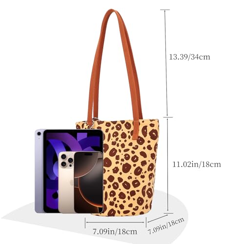 Image of Shoulder Bag for Women, Cotton Canvas Bucket Bags Tote Purse Cute Crossbody Bag Designer Ladies Handbags