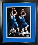 Framed Luka Doncic Dirk Nowitzki Dallas Mavericks Dual Facsimile Laser Engraved Signature Auto 12"x15" Basketball Photo HOFSM Holo