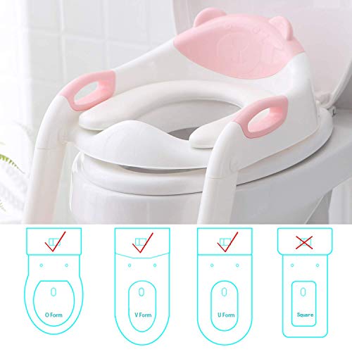Fedicelly Potty Training Seat Ladder Toddler,Potty Seat Toilet Boys Girls,Adjustable Kids Toilet Training Seat (Pink) #TOP3