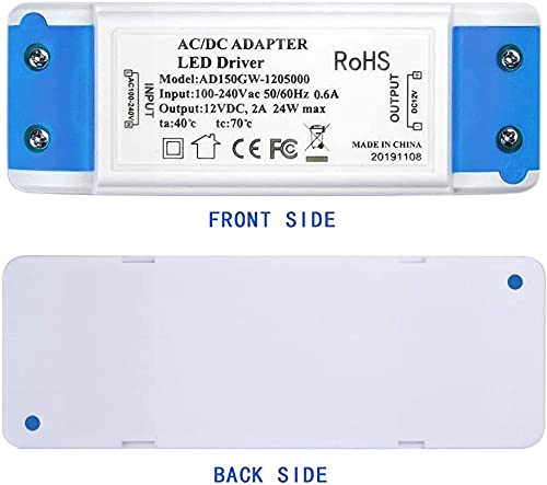 Elezenioc 24W 12V LED Transformer, LED Power Supply LED Driver Adapter 12V DC 2A - Constant Voltage for LED Strip Lights, Cabinet Lights, LED Display and G4, MR11, MR16 LED Light Bulbs