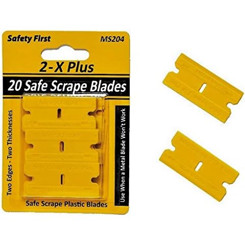 MINISCRAPER 20 Plastic Razor Blades Double Edged with Thicker and Thinner Edges/Decal Remover 2X Plus Cover