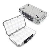 YUKI Fishing Lure Boxes, Bait Storage Case Fishing Tackle Storage Trays Accessory Boxes Thicker Plastic Hooks Organizer Containers for Vest Casting Fly Fishing - Waterproof Seal (Grey, Large)
