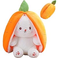 saznioeu Rabbit Muppet Toys, 2023 New Strawberry/Carrot Bunny Plush, Reversible Carrot Strawberry Plush Cute Bunny Plushie, Easter and Children's Day Gifts (18cm/7.1in, Carrot) (Orange)