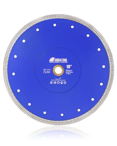 SHDIATOOL 10 Inch Diamond Saw Blade Cutting Disc for Porcelain Tile Ceramic Granite Marble Brick