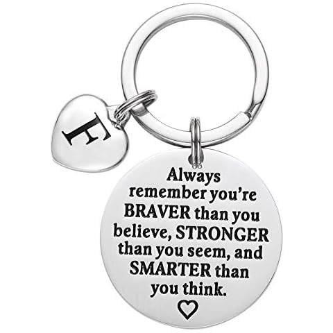 Tawdull Inspirational Gifts 26 Letter Keyring You are Braver Than You Believe Keyrings Motivational Gifts for Women Teen Girls Daughter Son Birthday Graduation Gift Keyring Cover
