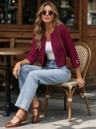 Womens Crop Jackets Dressy Casual Lightweight Coat 3/4 Sleeve Fall Jacket - image 5