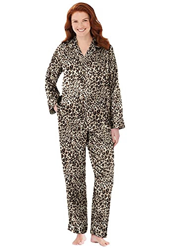 Amoureuse Plus Size The Luxe Satin Pajama Set - 26/28, Leopard