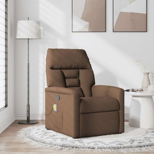 Generico Sillón de masaje reclinable marrón de tela, sillones, 4015556