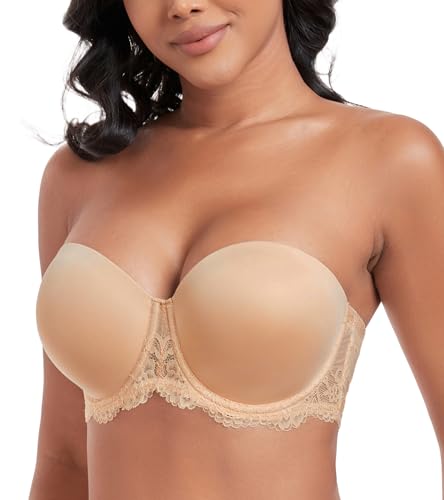 Image of DotVol Women's Plus Size Bra Full Figure Underwire Contour Beauty Back Lace Multiway Strapless Bra