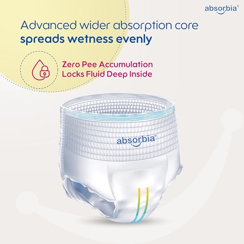Image of Absorbia Baby Pant Diaper Medium (M) 7-11 Kg, 60s x Pack of 2 | Up to 12Hrs Protection | Cottony Soft Comfort for Sensitive Skin | Wetness Indicator | High Absorbancy | Wider pee distribution