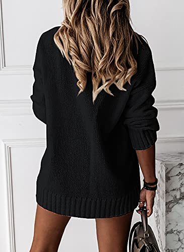 Image of Womens Loose Sweaters Sexy V Neck Long Sleeve Solid Knitted Jumper Pullover Sweatshirt Tops