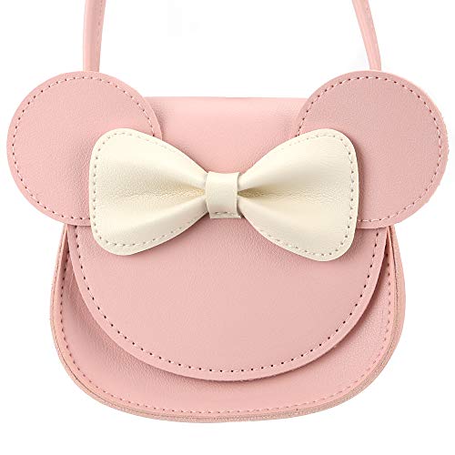 QiMing Little Mouse Ear Bow Crossbody Purse,PU-Schultertasche für Kinder Mädchen Kleinkinder