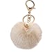 Vococal® 8cm Durchmesser Flauschige Weich Bequem Plüsch Faser Pelzkugel Schlüsselanhänger Keychain Autoschlüssel Taschen Handtaschen Telefon Anhänger, Beige
