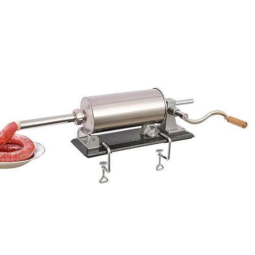 Sausage Stuffer, 4L/1.06Gallon Stainless Steel Sausage Maker Meat Sausage Stuffer Machine with 8 Stuffing Tubes for Professional Commercial Kitchen and Household Use