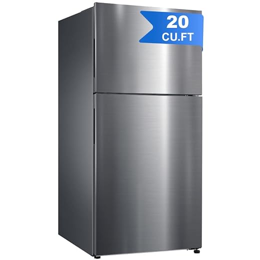 SMETA Full Size Refrigerator, Top Freezer, Frost Free, 20.0 Cu. Ft. Stainless Steel, 30'' Freestanding Garage Fridge, 66 inch for Kitchen, Office, Home