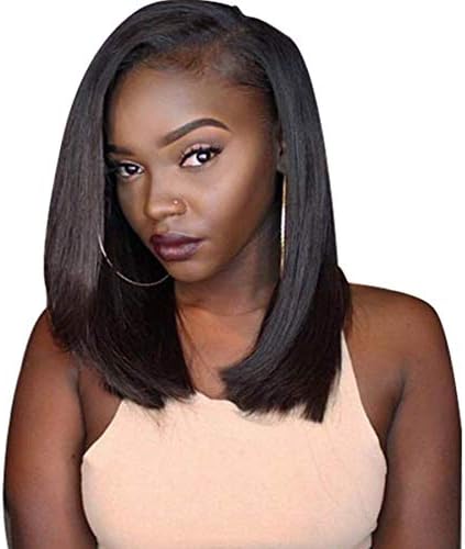Huber hair 13x4 Lace Front Human Hair Wigs Short Bob Straight Lace Wigs Brazilian Remy Human Hair Pre plucked HairlineColor 130% Density 10inch