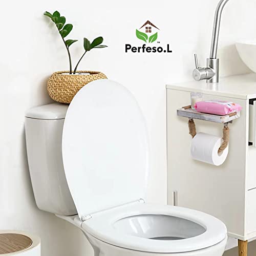 Perfeso.L Farmhouse Toilet Paper Holder - Beach Rope Bathroom Decor Rustic White Wooden Nautical Coastal Towel Rack - Unique Towel Holder Tissue Roll Holder - Image 2