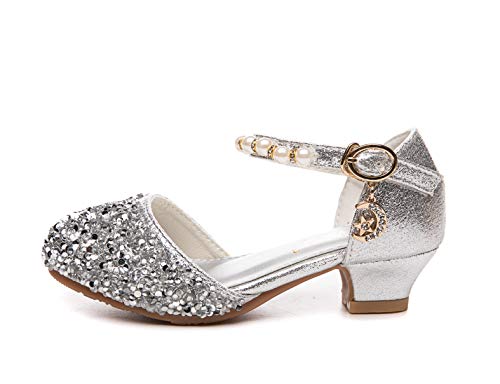 Girls Mary Jane Pumps Wedding Bridesmaids Party Shoes Glitter Kitten Heel Sandal(Toddler/Little Girl)2
