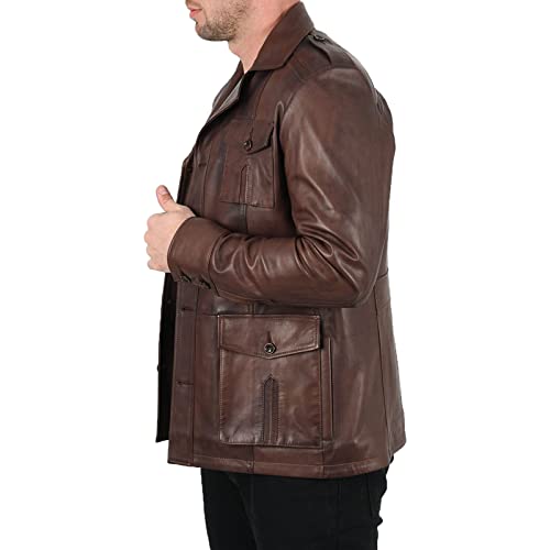 Trifoliate Leather Coats for Men - Real Lambskin Leather 3/4 Length Black and Brown Leather Jacket Men2