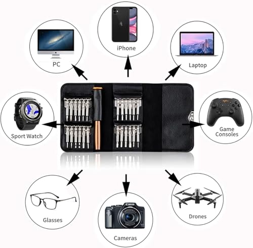 Image of DIY Crafts 34 In 1 Screwdrivers, Professional Electronics Repair Tool Kit With, Precision Screwdriver Set, Glasses Screwdriver, Laptop Screwdriver Watch Kit, Computer Set Kits:- (1), Silver (34)