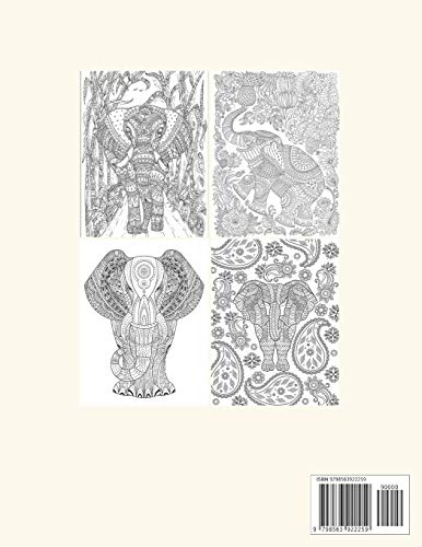 Elephants Coloring Book for Adults: Adult Coloring Book with Elephant and Mandala Stress Relief and