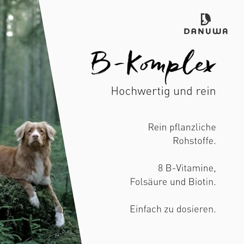 DANUWA Vitamin B Komplex für Hunde - Hochwertiger Vitamin-B-Komplex aus Buchweizenkeimlingen – Unterstützt Stoffwechsel & Vitalität – Pflanzlich & Natürlich