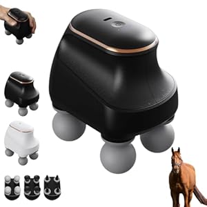 Chevaroo 4 Heads Massager, 2025 New Chevaroo Horse Massager, 5 Adjustable Levels & Interchangeable Heads for Customized Massage, USB Charging Massager (Black)