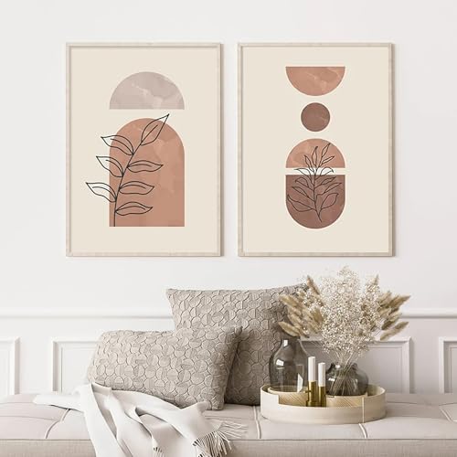 Affiches de feuilles géométriques boho pour décoration de salon chic - 3