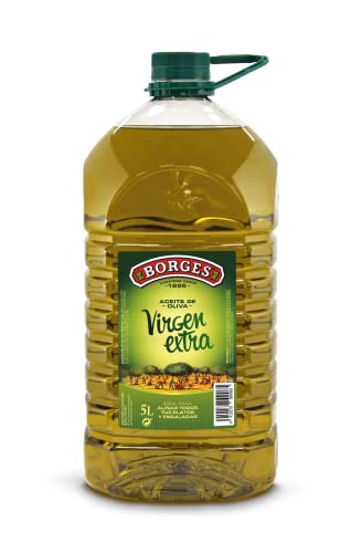 Borges - Aceite de Oliva Virgen Extra - Bajo en grasas saturadas - AOVE prensado en frío - Botella 100% Reciclable - Ideal para aliñar y cocinar - Garrafa 5 Litros., 5000 mililitro, 1