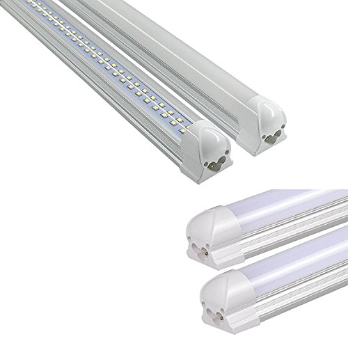 FALANFA Integrated LED Tube Lights 8ft Dual-Sided 170 Degree, 72W 72000LM, AC85-277V, SMD2835 Clear Cover, Cool White 6000K, LED Cooler Door Lights 25 Pack