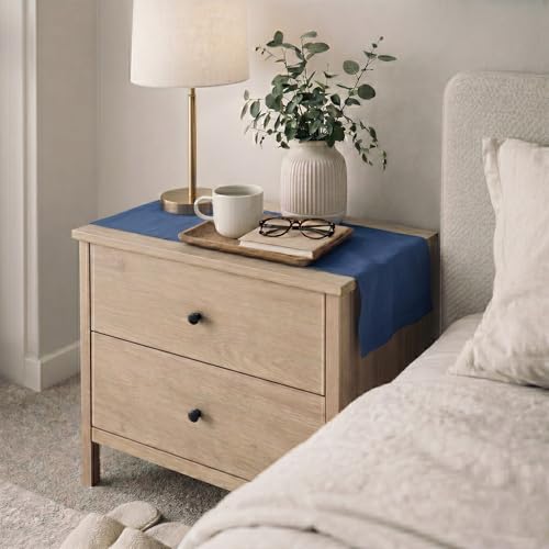 Solino Home 100% Pure Linen Table Runner Vintage Blue, Diana 14 x 36 in