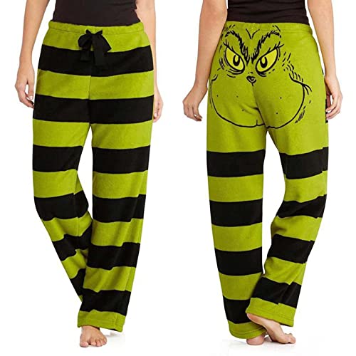 Christmas Pajama Pants For Women, Christmas Green Striped Pajama Pants Soft Loose Lounge Pants Comfy Drawstring Pj Bottoms M #TOP25