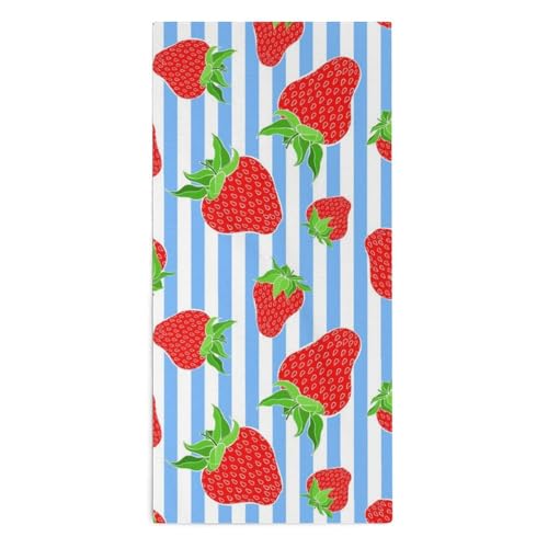 velumair White Blue Strawberry Bathroom Hand Towels Vegan Food Bath Towel Decorative Fingertip Towels for Bathroom Home Kitchen Hotel Gym Spa