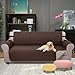 U-NICE HOME 4 Seater Sofa Cover 91 Inch Large Couch Covers for 4 Cushion Couch with Elastic Straps Water Resistant Furniture Protector Cover for Pets Cat (Sofa XX-Large, Coffee/Beige)