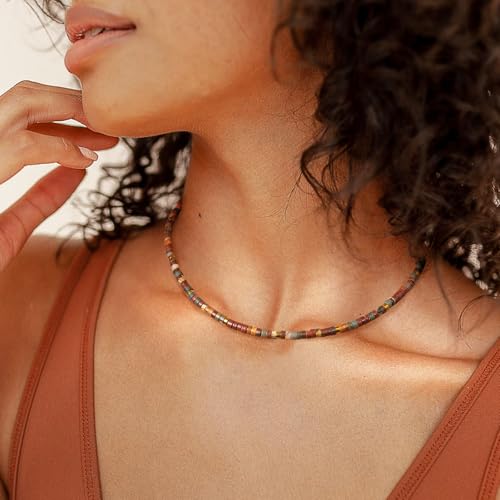 AGOT Beaded Gemstone Necklace for Women: Boho Bead Choker Natural Stone Necklaces - Handmade Jewelry for Summer Beach2