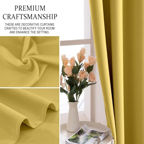Rideau occultant 270 x 250 opaque jaune isolation lumière franges - 5