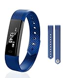 FUNSUO Fitness Tracker, ID115 Smart Bracelet Bluetooth Call Remind Smart Watch Pedometer Activity Tracker (Blue)