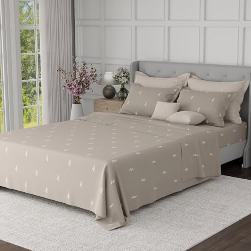 Image of BOUTIQUE LIVING Luxe Loom Blooming Dales 100% Cotton 600 TC Grey Floral King Bedding Set