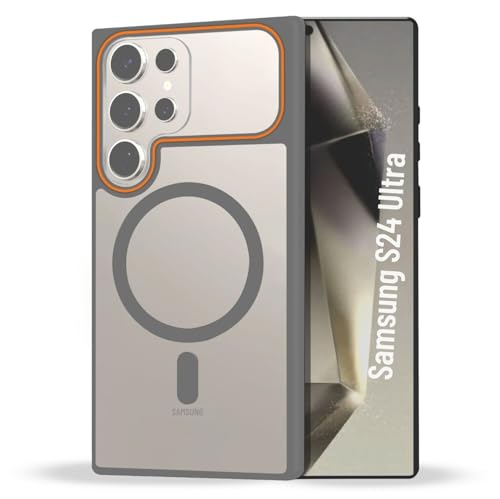Image of AIBEX Protective Magnetic Case for Samsung Galaxy S24 Ultra 5G | Slim Protective Back Cover with Camera Lens Protection, Strong Magnetic Support & Anti-Slip Grip|Military Grade Drop Protection- Grey