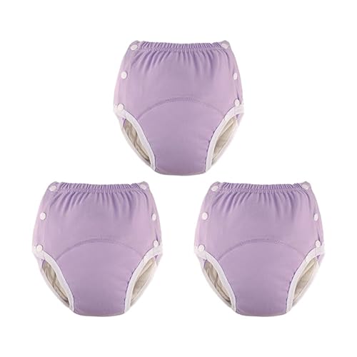 布おむつ 大人用 3枚セット 洗濯可 尿漏れ防止 高齢者 介護 失禁パンツ おむつカバー 快適 コットン 蒸れにくい 繰り返し使える 男女兼用 妊婦 術後 ボタン留め (パープル3枚, L)