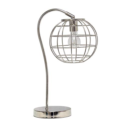 Simple Designs LT2068-CHR Caged in Metal Table Lamp, Chrome