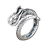 JczR.Y Vintage Dragon Open Ring for Men Punk Domineering Index Finger Dragon Rings Fashion Jewelry(silver)