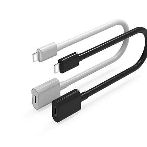 EMATETEK Cable Extension Cord Female to Male Transfer Video Audio Music Data and Power Charge. 2PCS 1Foot Female to Male Extender Cable Connector Cord Made of White or Balck PVC. - Thumbnail 4